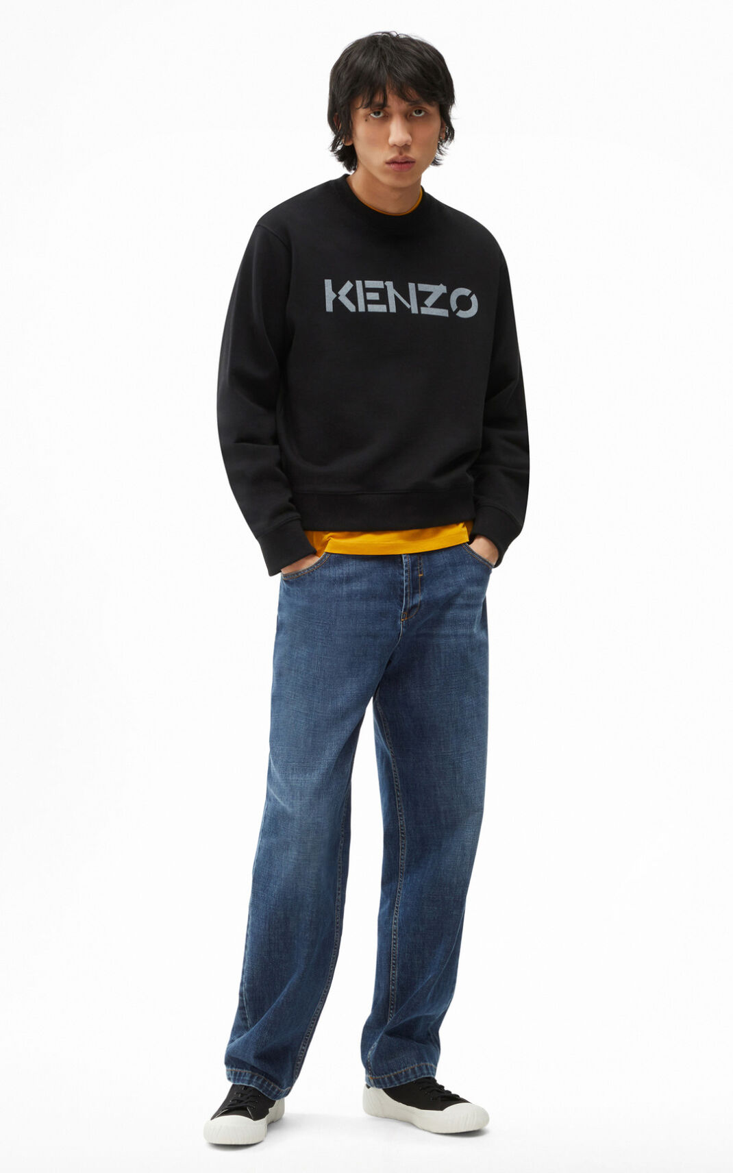 Kenzo Logo Sweatshirt Erkek Siyah | 8714-TXGPQ